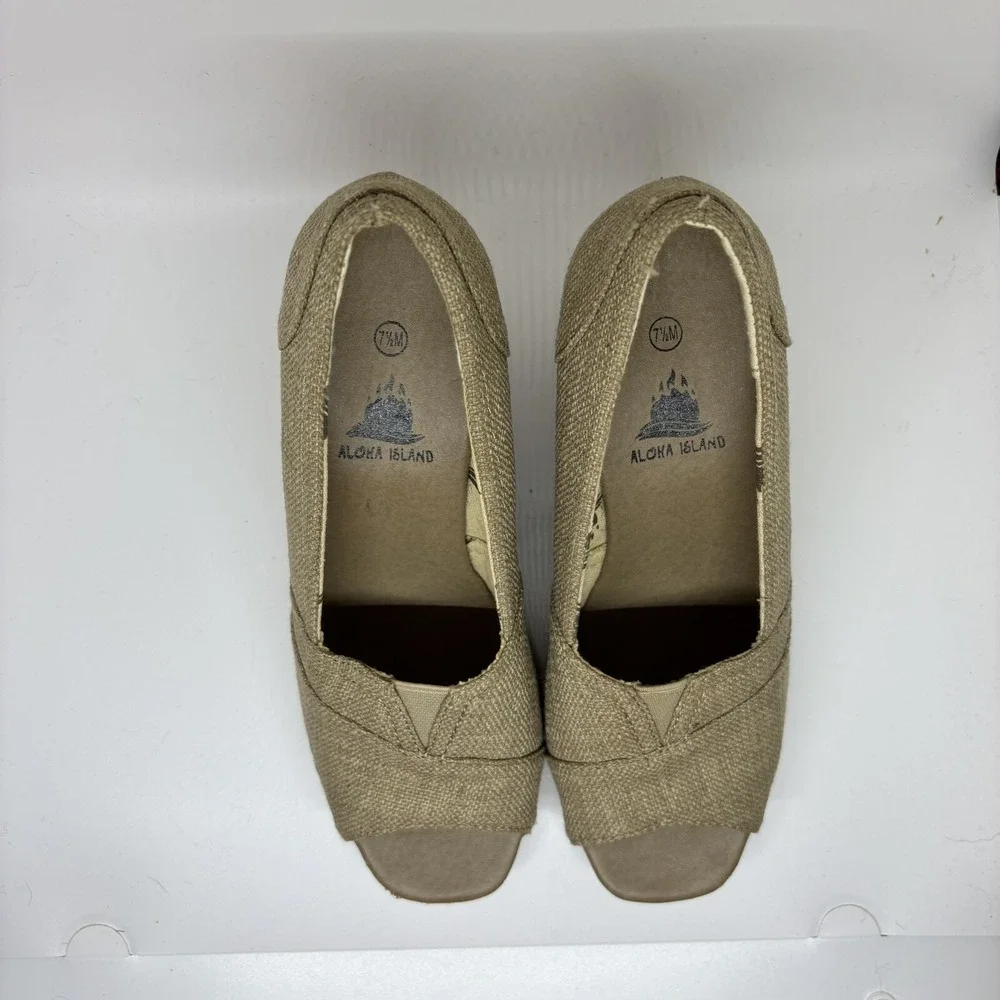 Aloha Island Wedges‎ Shoes Beige Women's Size 7 1/2 M